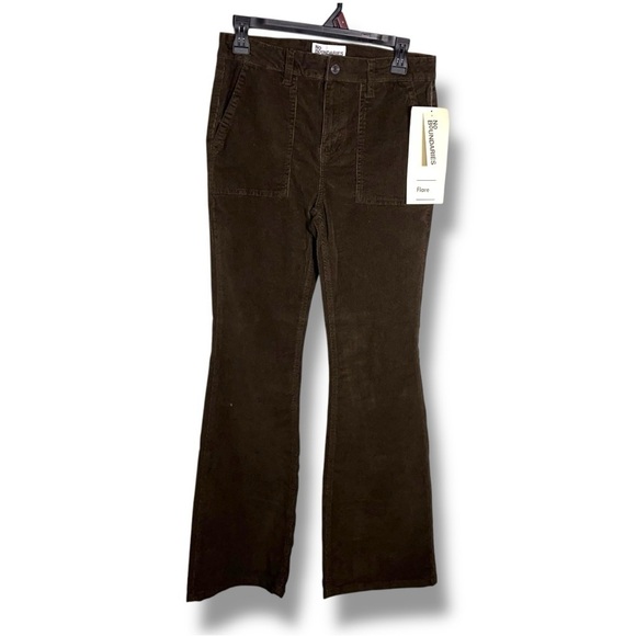 New Size 6 No Boundaries Brown Corduroy Flare Pants Y2K Style Cotton Stretch - Picture 1 of 13